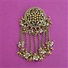 Antique Pearl Hair Brooch with Matte Gold Plating