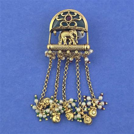 Antique Pearl Hair Brooch with Matte Gold Plating
