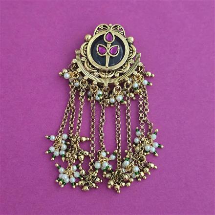 Antique Pearl Hair Brooch with Matte Gold Plating
