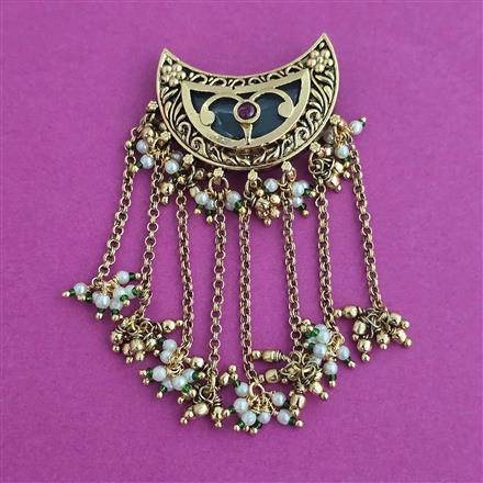 Antique Chand Hair Brooch with Matte Gold Plating