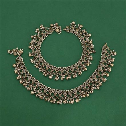Antique Pearl Payal with Mehndi Plating