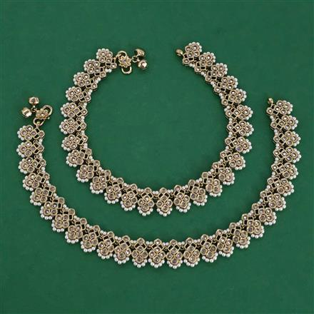 Antique Pearl Payal with Mehndi Plating