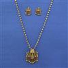 Antique Temple Pendant Set with Matte Gold Plating