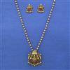 Antique Temple Pendant Set with Matte Gold Plating