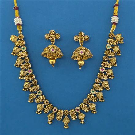 Antique Delicate Necklace with Matte Gold Plating