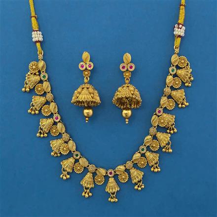 Antique Delicate Necklace with Matte Gold Plating