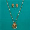 Antique Temple Pendant Set with Matte Gold Plating
