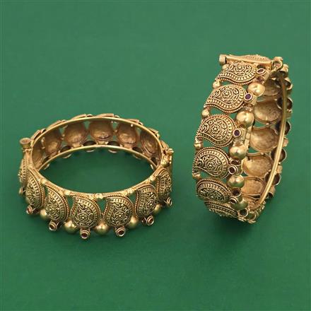 Antique 2 Pc Openable Bangles with Matte Gold Plating