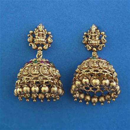 Antique Temple Earring with Matte Gold Plating