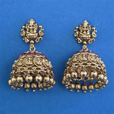 Antique Temple Earring with Matte Gold Plating