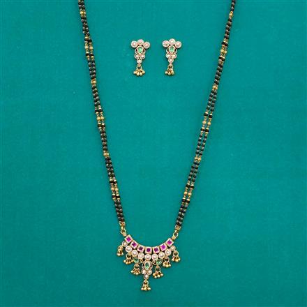 Antique Long Mangalsutra with Matte Gold Plating
