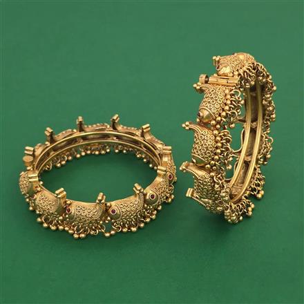 Antique 2 Pc Openable Bangles with Matte Gold Plating