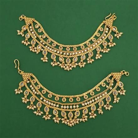 Antique Pearl Ear Chain with Gold Plating