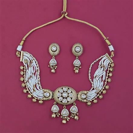 Antique Choker Necklace with Matte Gold Plating