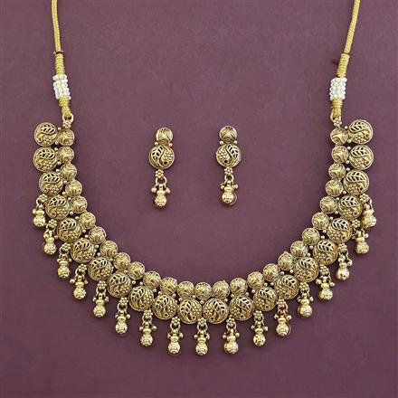 Antique Plain Gold Necklace with Matte Gold Plating