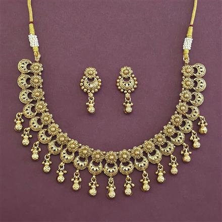 Antique Plain Gold Necklace with Matte Gold Plating