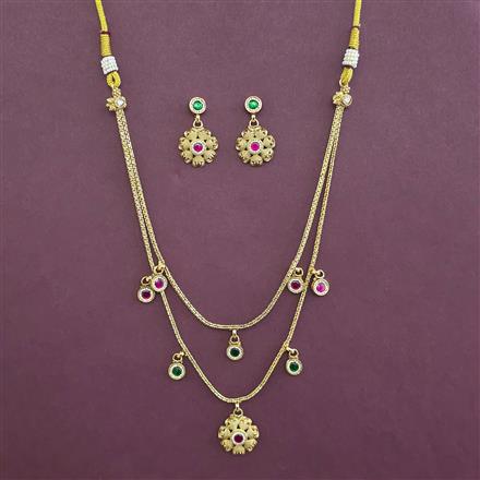 Antique Delicate Necklace with Matte Gold Plating