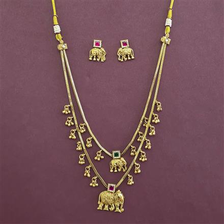 Antique Delicate Necklace with Matte Gold Plating