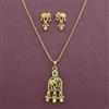 Antique Delicate Pendant Set with Matte Gold Plating