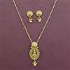 Antique Temple Pendant Set with Matte Gold Plating