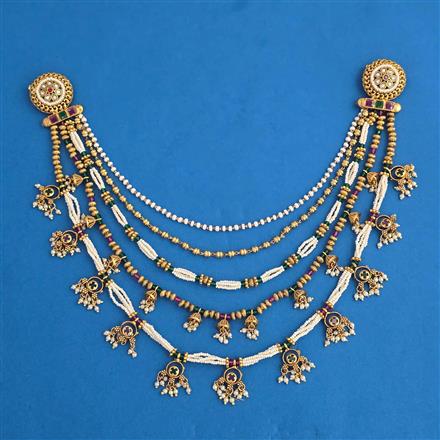 Antique Pearl Hair Brooch with Gold Plating