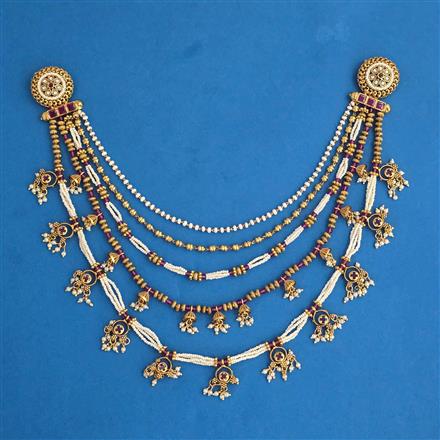 Antique Pearl Hair Brooch with Gold Plating