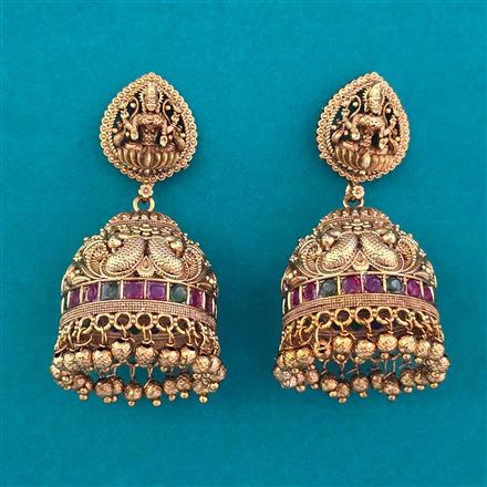 Antique Temple Earring with Matte Gold Plating
