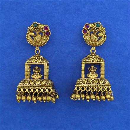 Antique Temple Earring with Matte Gold Plating