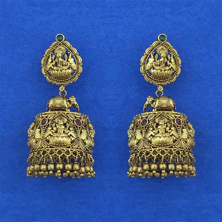 Antique Jhumki with Matte Gold Plating