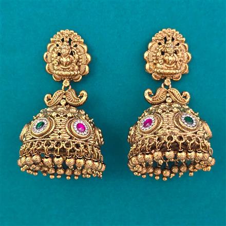 Antique Temple Earring with Matte Gold Plating