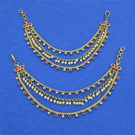Antique Pearl Ear Chain with Matte Gold Plating