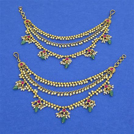 Antique Multi Layer Ear Chain with Matte Gold Plating