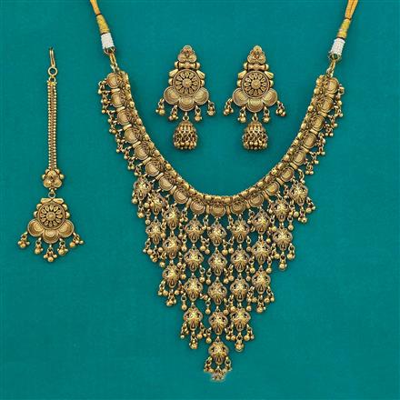Antique Plain Gold Necklace with Matte Gold Plating