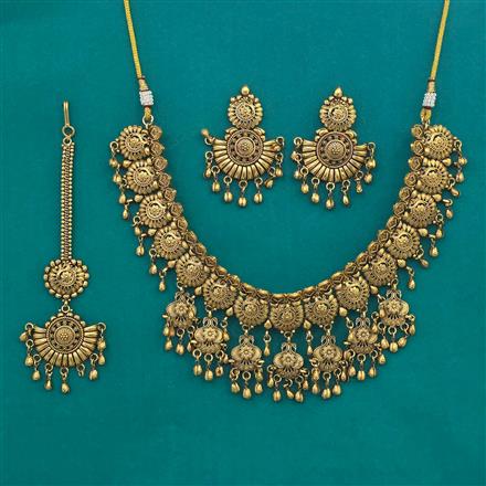 Antique Plain Gold Necklace with Matte Gold Plating