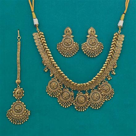 Antique Plain Gold Necklace with Matte Gold Plating