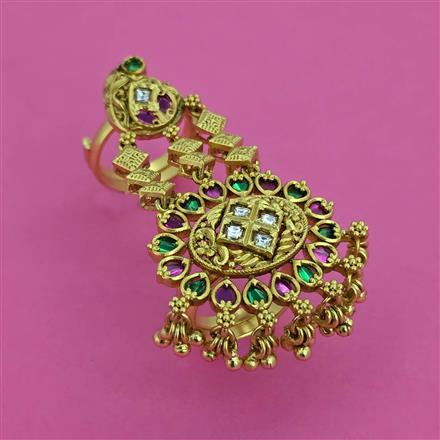 Antique Adjustable Ring with Matte Gold Plating