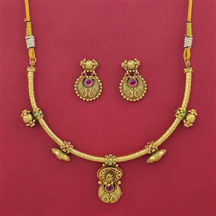 Antique Hasli Necklace with Matte Gold Plating