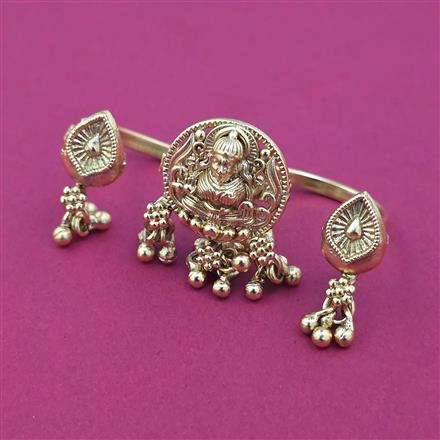 Antique Adjustable Ring with Matte Gold Plating