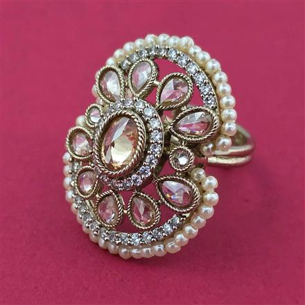 Antique Pearl Ring with Mehndi Plating