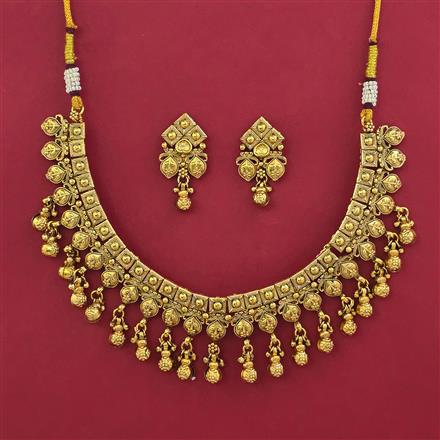 Antique Plain Gold Necklace with Gold Plating