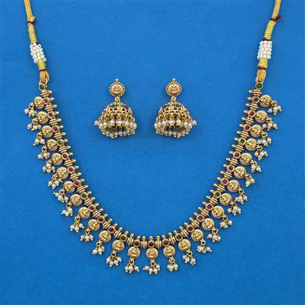 Antique Temple Necklace with Matte Gold Plating