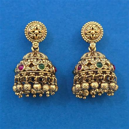 Antique Jhumki with Matte Gold Plating