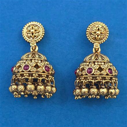Antique Jhumki with Matte Gold Plating