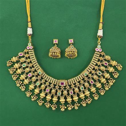 Antique Classic Necklace with Matte Gold Plating