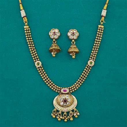 Antique Meenakari Necklace with Matte Gold Plating