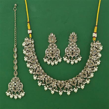 Antique Pearl Necklace with Mehndi Plating