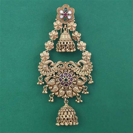 Antique Birds Hair Brooch with Matte Gold Plating