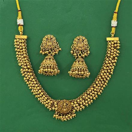 Antique Temple Necklace with Matte Gold Plating