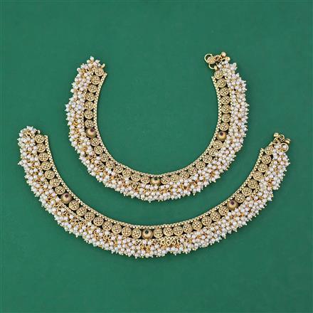Antique Pearl Payal with Matte Gold Plating