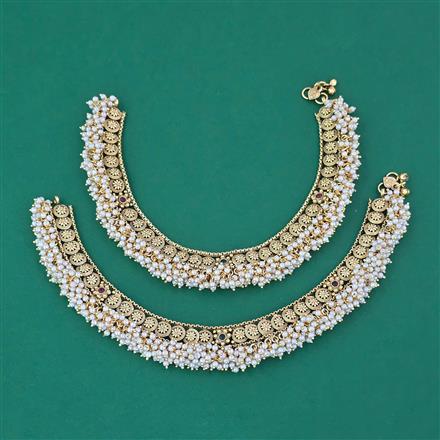 Antique Pearl Payal with Matte Gold Plating